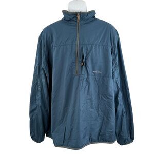 Woolrich Tidal Jacket Men's XL 1/2 Zip Lined Pull Over Logo Spell Out Blue
